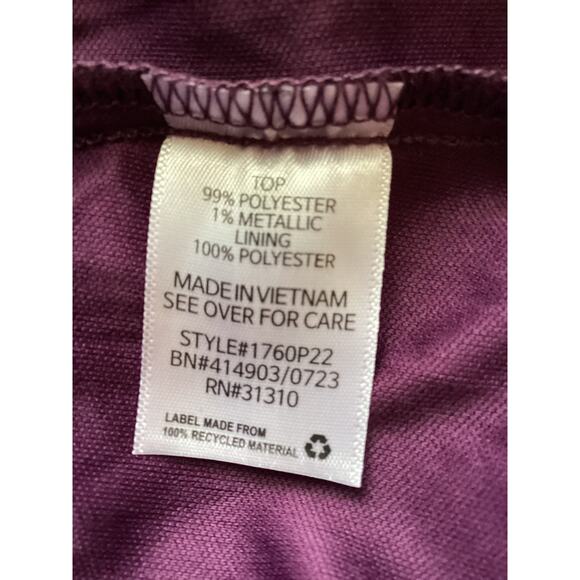 3065 NWOT Fortune + Ivy Purple Floral Long Sleeve With Metallic Threads Blouse - Picture 6 of 6